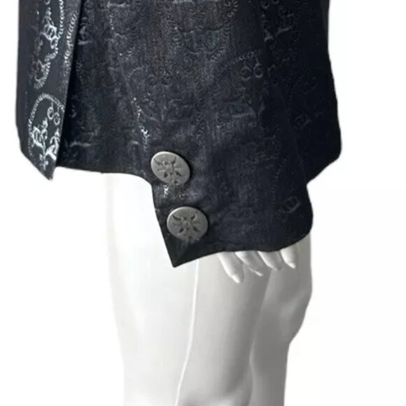 Thomas Wylde Black Metallic Printed Single Breasted Blazer Size 4 - Picture 6 of 10
